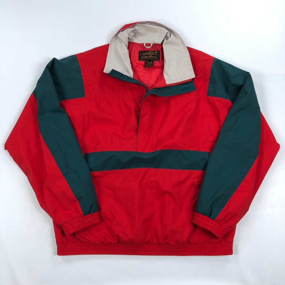 Eddie Bauer Anorak Jacket Mens XL Red Rain GoreTex GTX Vintage